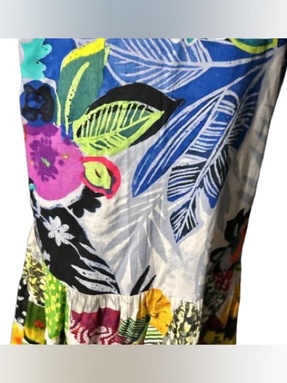 Vintage Jams World Dress Tropical Floral Boho Ruffle Short Sleeved Y2K 90s LG - Picture 9 of 15
